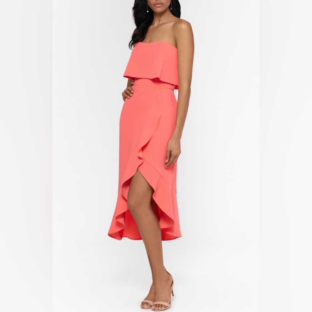 Xscape Crepe Bustier Ruffle Skirt Dress Size 12